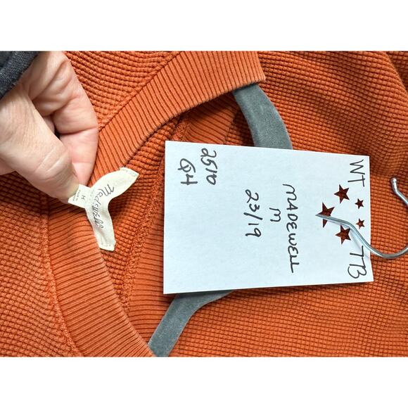 Madewell Thermal Shirt Women's Medium Rust Orange Long Sleeve - Picture 3 of 6
